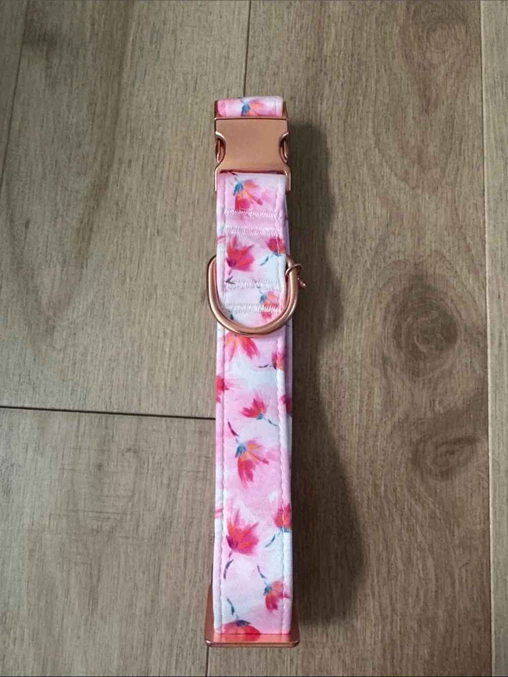 Top Paw Pink Floral Dog collar with Rose Gold Clip On Hardware